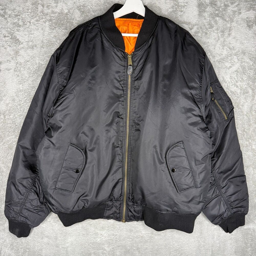 Vtg RPK-2 Jacket Men XL Black Orange MA-1 Intermediate Flyers Bomber Reversible